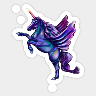 Unicorn  light background - sparkly, glittery, magical, winged unicorn Sticker